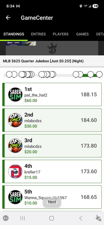 MLB $625 Quarter Jukebox, 2nd and 3rd place